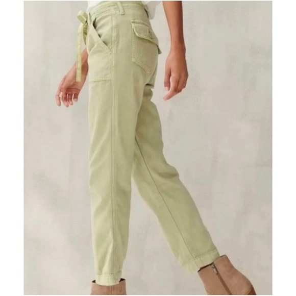 Lucky Brand Mid Rise Utility Straight Leg Pants Women 0 25 Olive Green Belted‎ - Picture 3 of 13